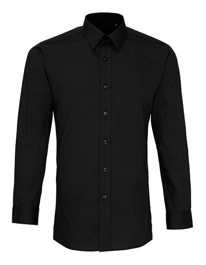 Men´s Long Sleeve Fitted Poplin Shirt Black