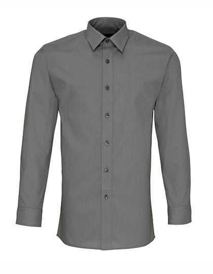 Men´s Long Sleeve Fitted Poplin Shirt Dark Grey