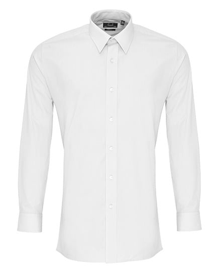 Men´s Long Sleeve Fitted Poplin Shirt Weiss