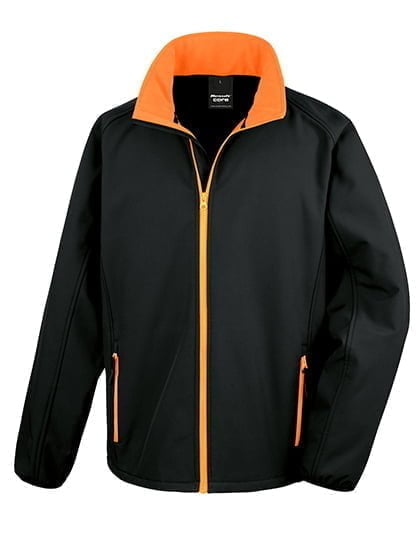 Printable Soft Shell Jacket Black Orange