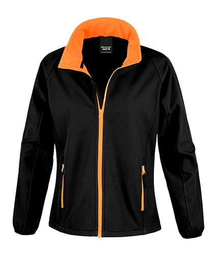 Women´s Printable Soft Shell Jacket Black Orange