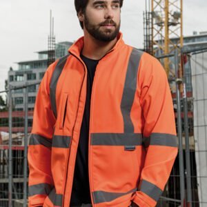 Hi-Vis Safety Softshell Jacket Turku ist die perfekte Wahl für Arbeiter, die nach einer leichten, sichtbaren und wasserdichten Arbeitsjacke suchen.