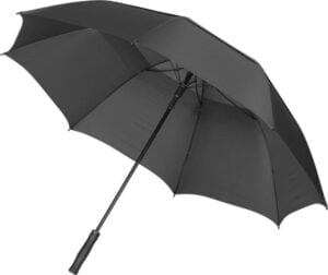 Automatikregenschirm mit Luftöffnung 30" in schwarz. Ab einer Mindestbestellmenge von 50 Stück mit mehrfarbigen Druck erhältlich.