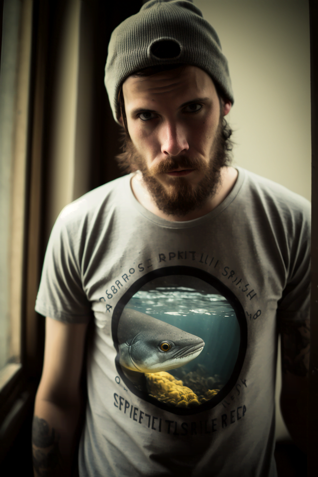 Fisch auf T-Shirt bedruck mit auffälligem Design