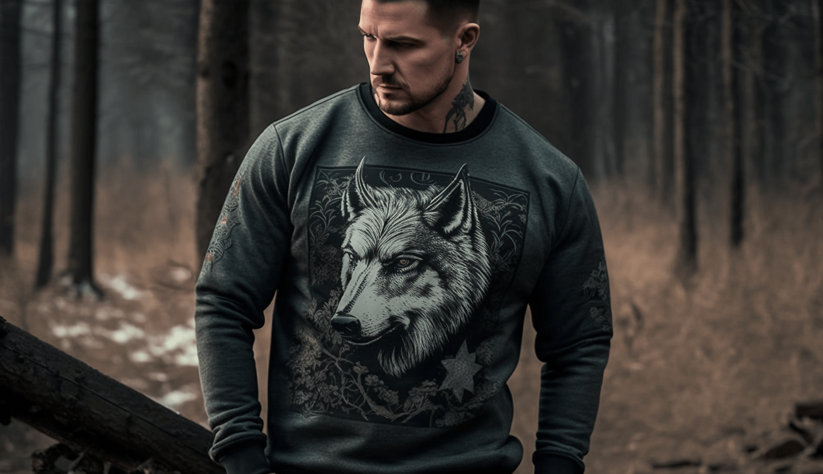 Pullover mit Wolfdruck