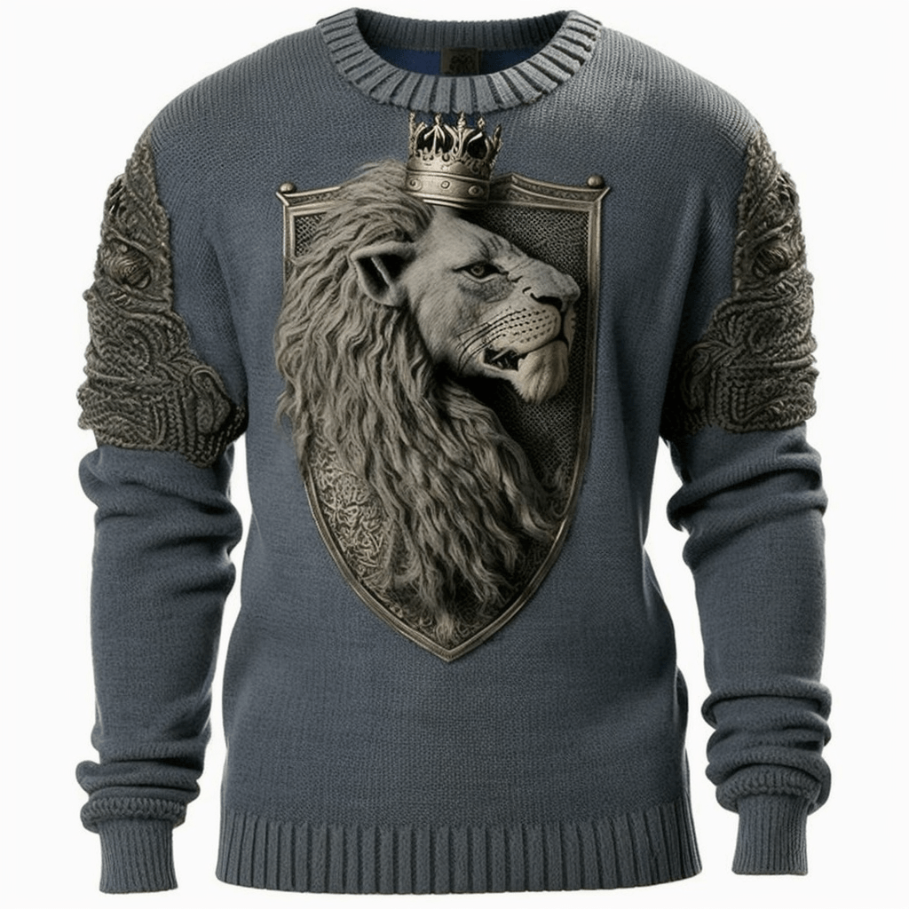 Löwe als Stick-Design auf Sweater