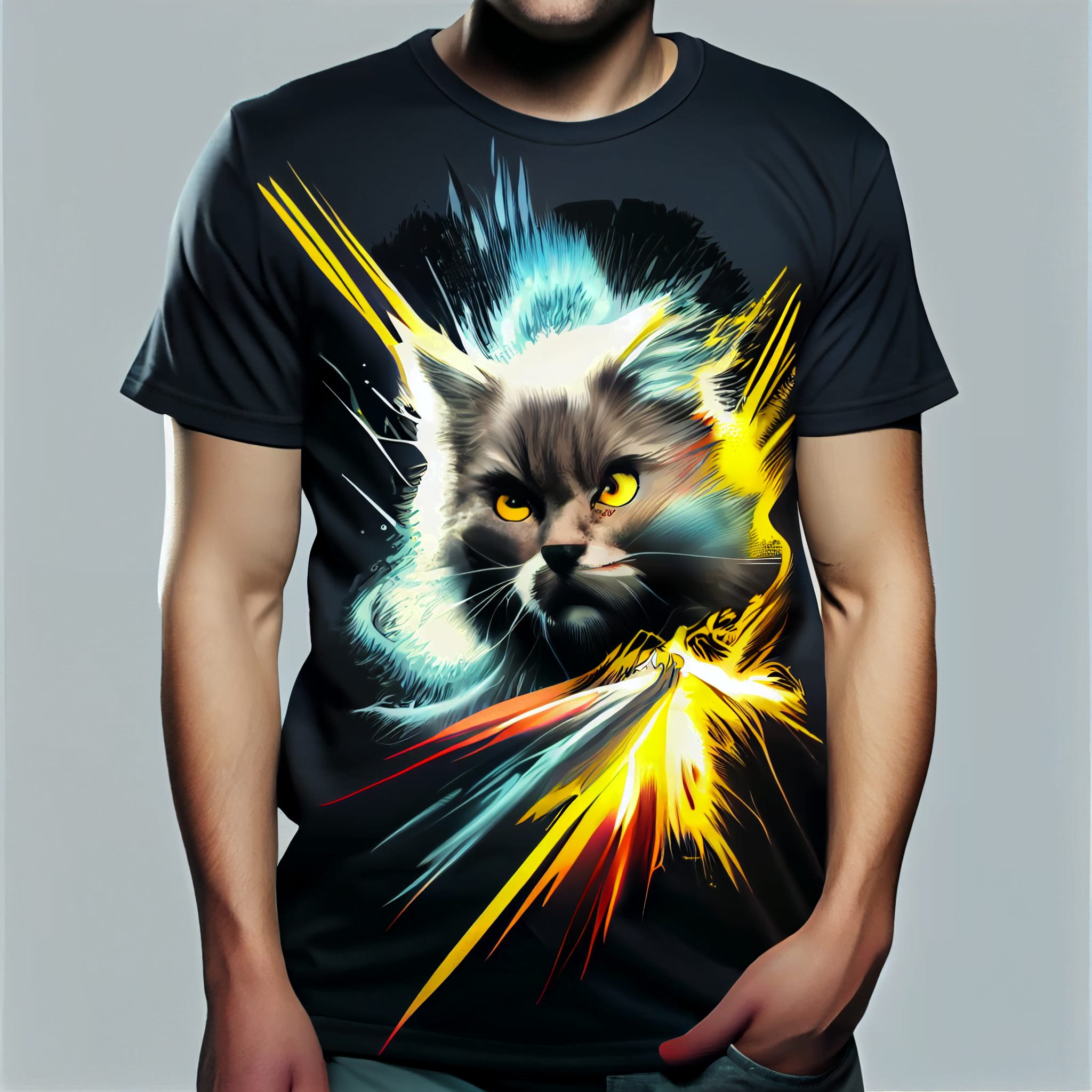 Power Cat auf T-Shirt