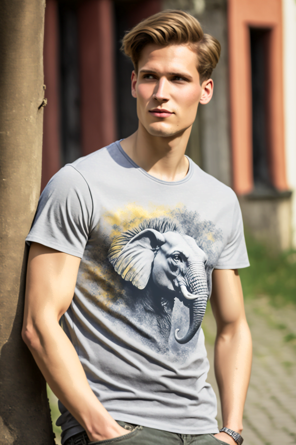 bedrucktes T-Shirt an Männer Model