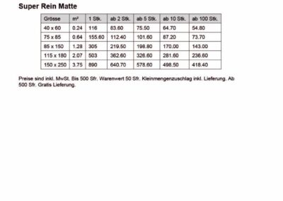 Teppich Preisliste Outdoor und Super Rein