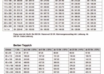 Teppich Preisliste 1
